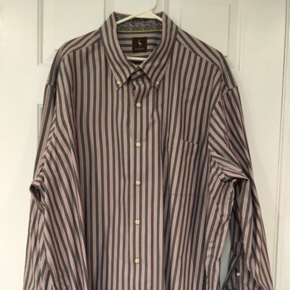 Tailorbyrd Men's 3XL Long Sleeve Striped Button Up Shirt w/ Contrasting Accents - Picture 5 of 8